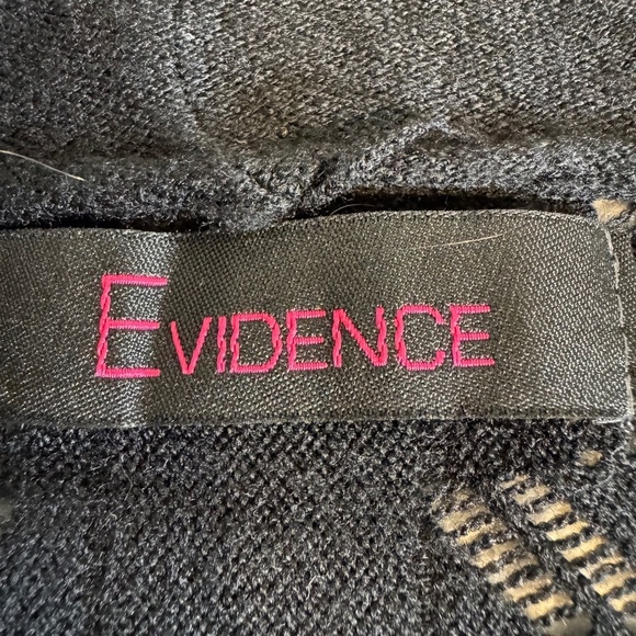 Evidence sweater black lightweight open weave open front long cardigan  Sz L - Picture 7 of 8